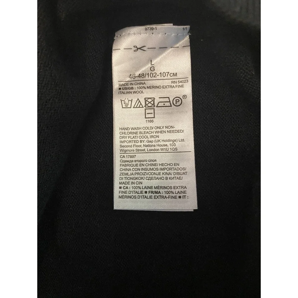 Banana Republic Sweater Mens Large L Black Italian Merino Wool Crewneck Pullover